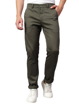 Cantabil - Green Solid Stretchable Casual Trouser