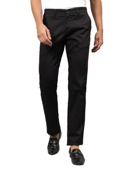 Cantabil - Black Solid Stretchable Casual Trouser