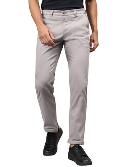 Cantabil - Light Grey Solid Stretchable Casual Trouser