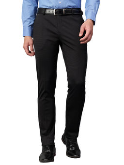 Cantabil - Black Solid Stretchable Formal Trouser