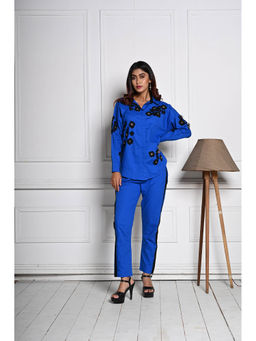 September Spring - Applique Blue Embroidered Co-Ord (Set of 2)