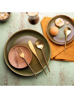 Ellementry - Aura Gold Cutlery Set of 4 for Dining Table Luxury