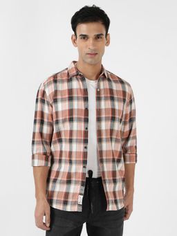Wrangler - Men Checked Pink Shirt (Regular)