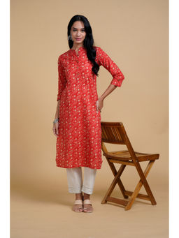 SAAKI - Blooming Elegance Red Floral Kurta