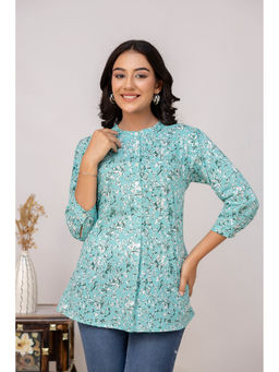 Kohsh - Green Women Cotton Floral Print A-Line Tunic