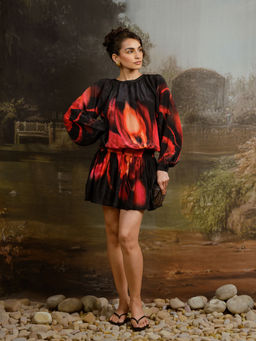 Contemponari - Black Viscose Crepe Bubble Dress