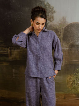 Contemponari - Blue Cotton Slub Shirt
