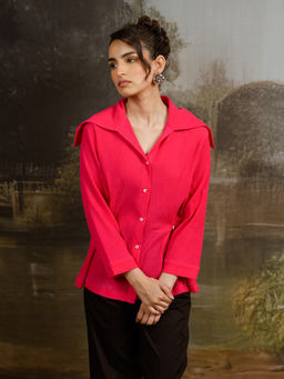 Contemponari - Pink Shirt with Cinched Waist