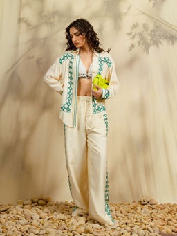 Contemponari - Cream Striped Co-Ord Set