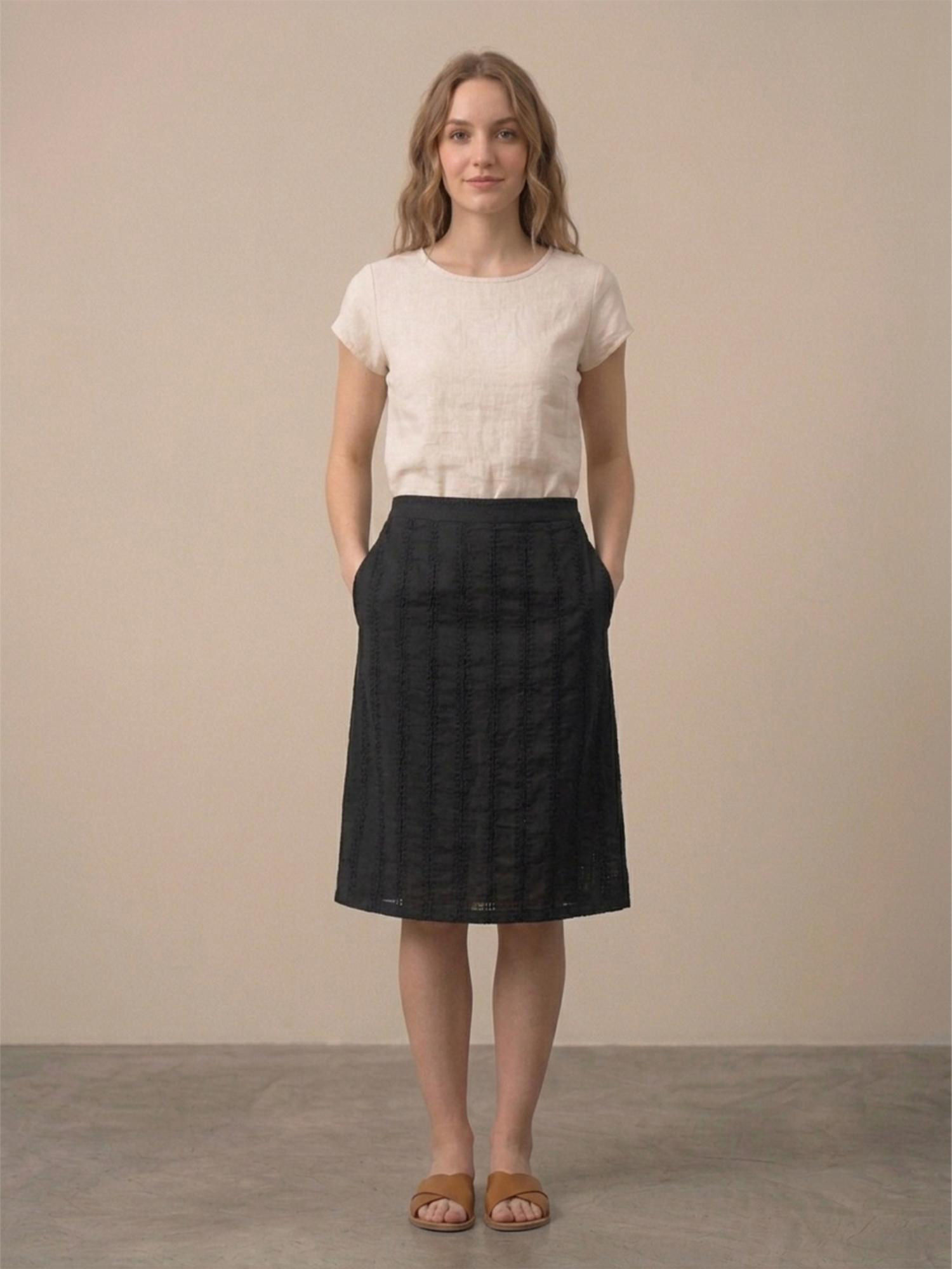 scoup Black Dobby A-Line Skirt-picture-25