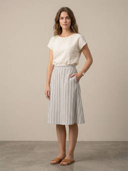 Scoup - Grey Stripped A-Line Skirt