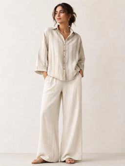 Scoup - Beige Cotton Stripe Shirt