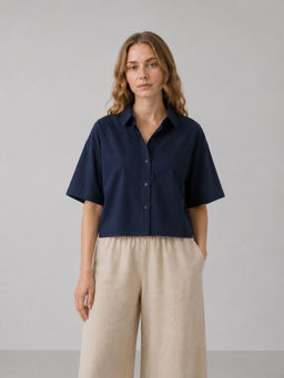 Scoup - Short Length Blue Cotton Shirt