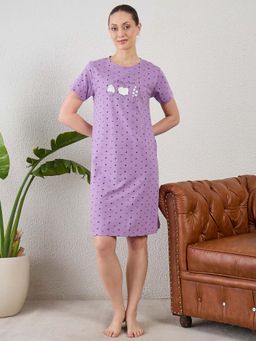 July Nightwear - July for Women Knitted Cotton Lilac Short Nighty-Jss006