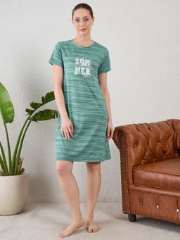 July Nightwear - July for Women Knitted Cotton Green Short Nighty-Jss012