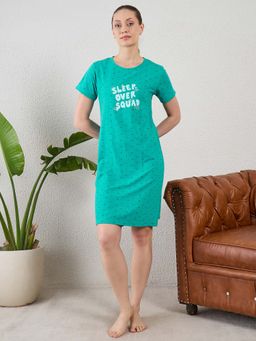 July Nightwear - July for Women Knitted Cotton Green Short Nighty-Jss014