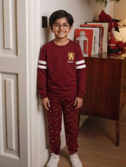 Napchief - Harry Potter Organic Cotton Maroon Nightsuit for Boys & Girls (Set of 2)
