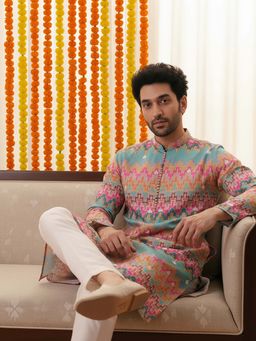 KISAH - Multi-Color Silk Blend Full Sleeves Kurta With Pant