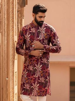 KISAH - Maroon Silk Blend Full Sleeves Kurta