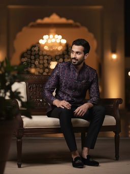 KISAH - Men Woven Jodhpuri Bandhgala with Trouser Set