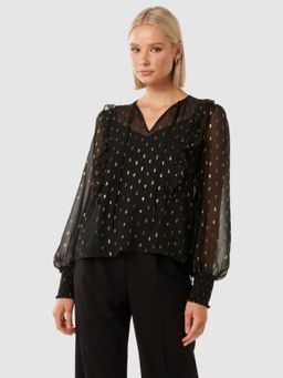 Forever New - Black Printed Top