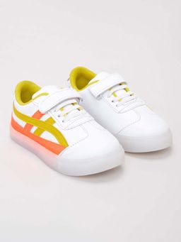 Hopscotch - Unisex White Striped Velcro Sneakers