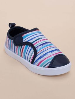 Hopscotch - Boys Multi-Color Striped Round Toe Sneakers
