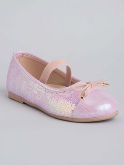 Hopscotch - Girls Pink Bow Embellished Ballerinas