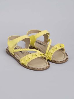 Hopscotch - Girls Yellow Ruffle and Braided Sandals