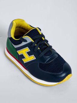 Hopscotch - Boys Navy Blue Retro Logo Sneakers