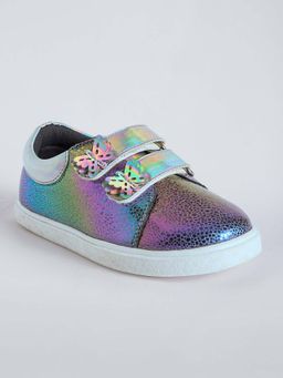 Hopscotch - Girls Multi-Color Glitter Embellished Sneakers