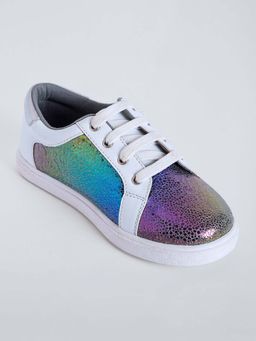 Hopscotch - Girls Multi-Color Glitter Embellished Sneakers