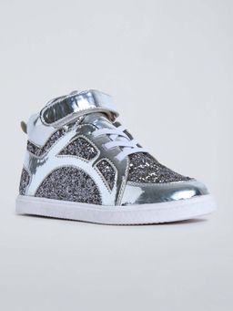 Hopscotch - Girls Silver Sequin Embellished Sneakers