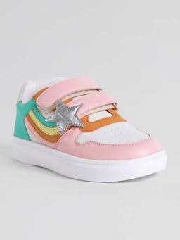 Hopscotch - Girls Multi-Color Star Applique Colorblock Sneakers