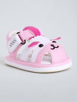 Hopscotch - Girls Pink Puppy Applique Sandals