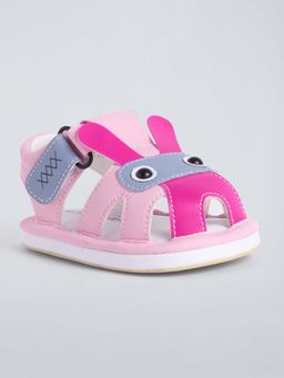 Hopscotch - Girls Pink Animal Applique Sandals