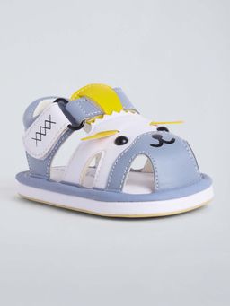 Hopscotch - Girls Grey Puppy Applique Sandals