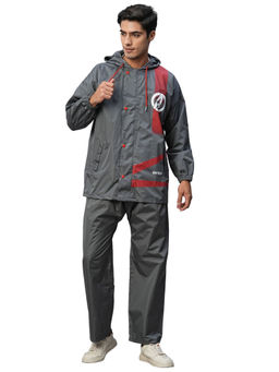 Citizen - Trendy Grey Mens Printed Raincoat with Pant (Set of 2)