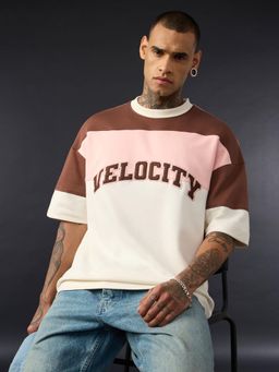 The Souled Store - Off White Colorblock Oversized Fit T-Shirt