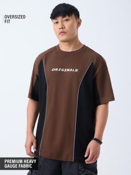 The Souled Store - Brown Colorblock Oversized Fit T-Shirt