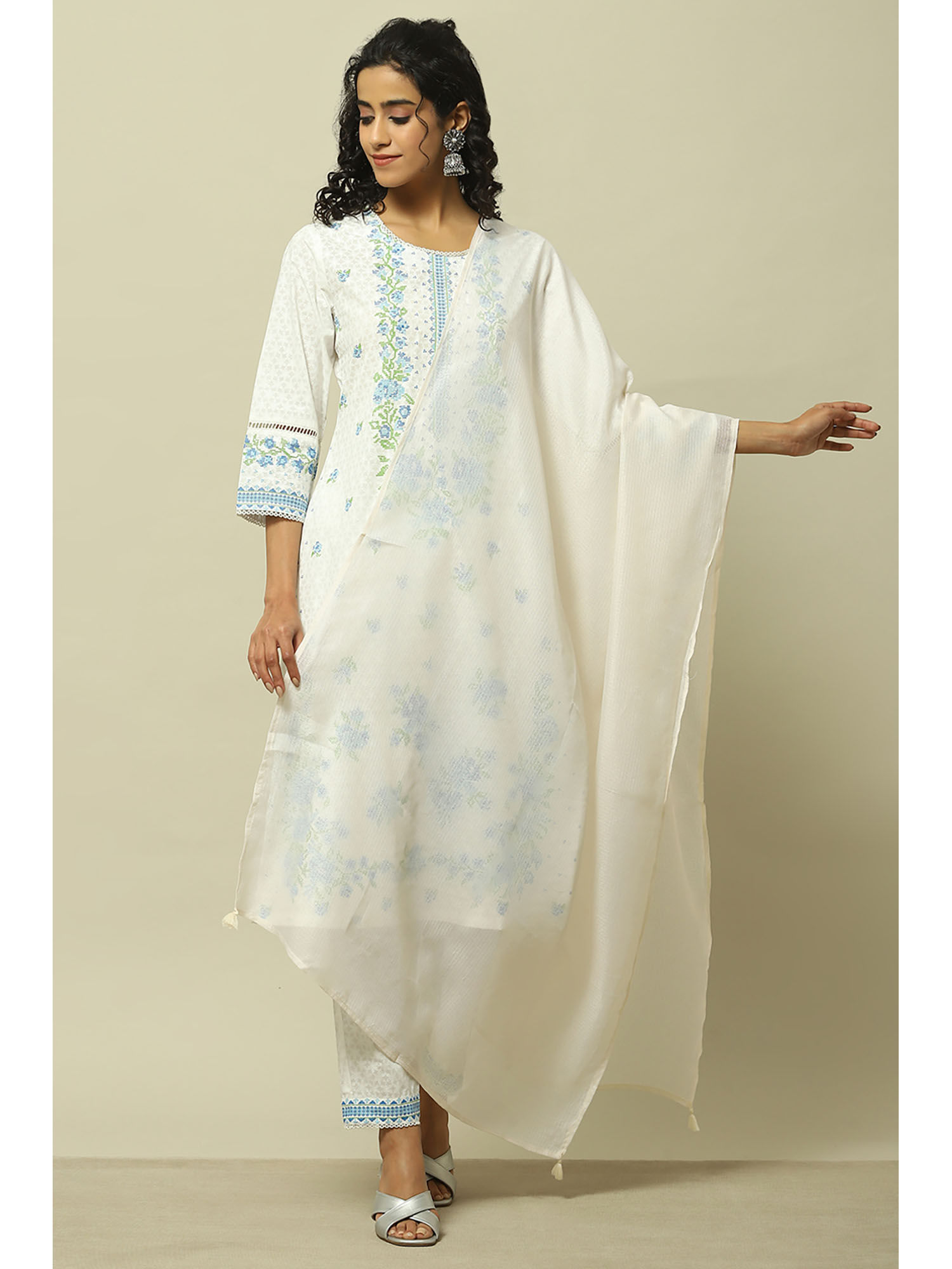 rangriti Ecru Polyester Dupatta-picture-6