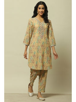 Rangriti - Butter Milk Viscose Blend Straight Co-Ord (Set of 2)