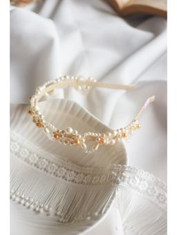 Choko - Kids Pearl Detailing Hairband-White & Golden
