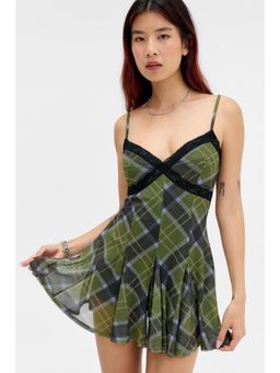 BDG by Urban Outfitters - Green Checks Juniper Playsuit