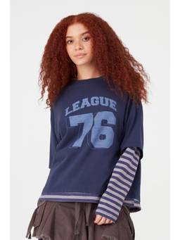 BDG by Urban Outfitters - Navy Blue League 76 2 In1 T-Shirt