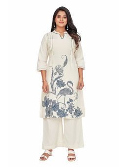 Amchoor - Women Blue Cotton Floral Print Kurta with Palazzo (Set of 2)
