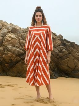 Dora Dori - Relaxed Fit Striped A-Line Dress