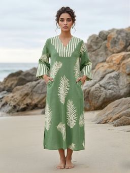 Dora Dori - Pure Cotton V-Neck A-Line Dress