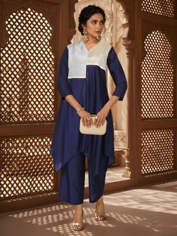 Dora Dori - V-Neck Zari Color block Co-Ord Set