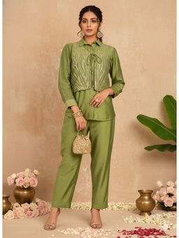 Dora Dori - Green Embellished Chanderi Co-Ord Set